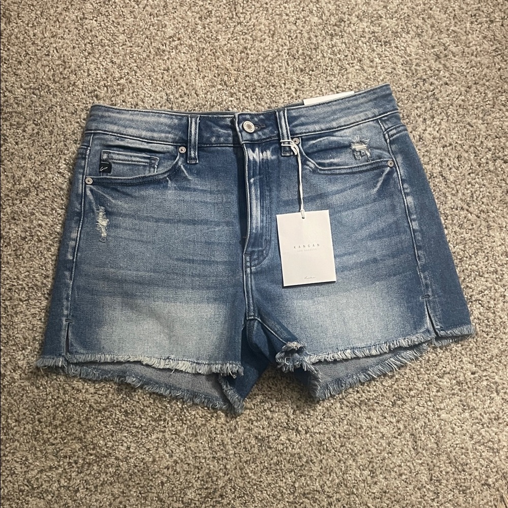 NWT Kancan High Rise Frayed Denim Shorts